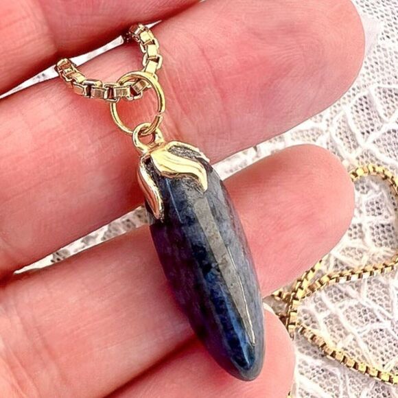 Vintage Polished Tumbled Sodalite Crystal Necklace - Picture 5 of 10